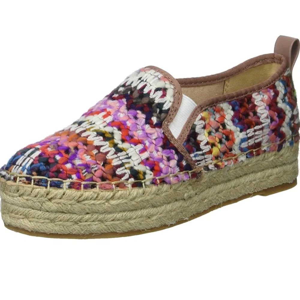 New Sam Edelman Carrin Platform Espadrilles Flats in Bright Multi Sz 10